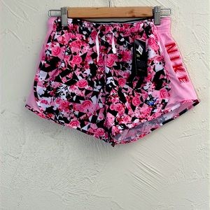 NIKE DRY SHORT;Nike;pink,red;with pink flowers;Size:L in GIRLS;Running shorts